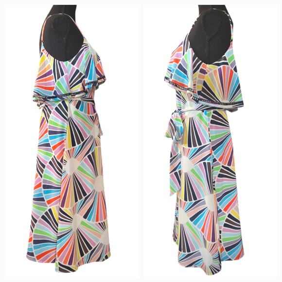 Trina Turk Haute Havana Isabel Silk Scoop Neck Dress Size 8 - Picture 4 of 8